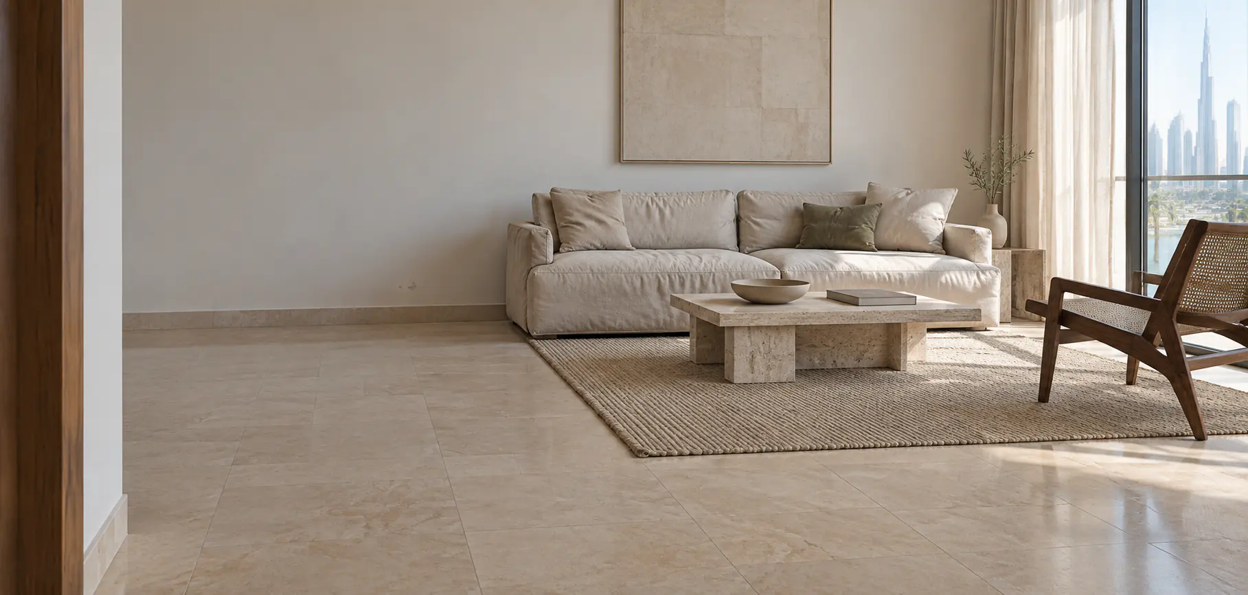 Calm apartment dining area in natural daylight
